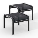 Garvee Set de 2 Reposapiés Apilables de Exterior para Jardín y Piscina Estructura Metálica Resistente y Textilene Transpirable Negro