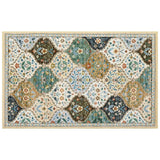 Garvee Alfombra Lavable de Poliéster con Base TPR Diseño Floral Antideslizante para Salón 200x290cm Beige