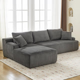Garvee Sofá Seccional Modular en L de 2 Módulos Tapizado en Pana Chaise Longue Izquierdo 240cm Gris Oscuro - Gris