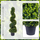 Garvee Set de 2 Árboles Topiarios Artificiales de Eucalipto en Espiral con Maceta para Exterior 120cm
