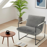 Garvee Sillón Individual de Estilo Industrial Tapizado en Pana con Estructura Metálica para Sala de Estar Gris Oscuro