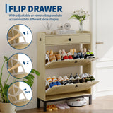 Garvee Armario Zapatero Moderno de MDF con 2 Puertas Abatibles Gran Capacidad de Almacenamiento Color Madera - Madera Natural