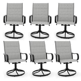 Garvee Juego de 6 Sillas de Comedor Giratorias de Exterior Asiento Acolchado de Textilene para Patio Gris Claro