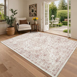 Garvee Alfombra Decorativa Bohemia Lavable Diseño Abstracto Vintage Fácil de Limpiar 120x170cm Rosa - Rosa