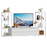 Garvee Mueble para TV Industrial Moderno de MDF con Seis Cajones de Tela y Dos Estantes, Blanco - Blanco