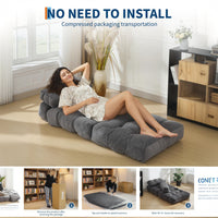 Garvee Sofá Cama Plegable Individual de Pana con Espuma Triturada, Reposacabezas Ajustable y Soporte Lumbar, Funda Lavable, para Sala y Dormitorio, Gris Oscuro