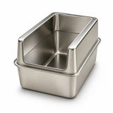 Garvee Caja de Arena Semi Cerrada de Acero Inoxidable para Gatos Fácil de Limpiar Altura 15cm