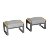 Garvee Set de 2 Otomanas de Aluminio para Exterior Taburetes Reposapiés de Jardín con Cojines Extraíbles de 12.7 cm para Patio Terraza y Balcón Gris - Gris