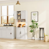 Garvee Aparador Buffet de PB con Diseño Arqueado Luz LED y Estantes Ajustables para Comedor Blanco