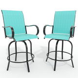 Garvee Sillas Altas Giratorias de Exterior Set de 2 Taburetes de Terraza de 64x64x123 cm en Textilene Transpirable con Reposabrazos Capacidad de 150 kg Turquesa - Turquesa