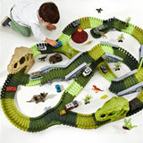 Garvee Set de Pista de Carreras Flexible de Dinosaurios Juguete Educativo de Construcción Infantil Verde