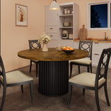 Garvee Mesa de Comedor Redonda de MDF y PB de 120cm Estilo Industrial para 4 a 6 Personas Color Vintage