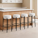 Garvee Juego de 4 Taburetes Redondos de Bar sin Respaldo Asiento Suave y Estructura Metálica Sólida para Cocina 61cm Blanco