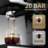 Garvee Cafetera Multifuncional de Plástico de 20 Bares con Espumador Automático Estándar EU Negro