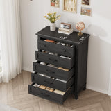 Garvee Comoda Vertical de Madera Resistente con Cinco Cajones de Gran Capacidad de Almacenamiento, 105 cm Negro