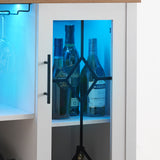 Garvee Gabinete de Bar de PB con Puertas de Vidrio y Luz LED Estantes de Almacenamiento Blanco y Mango