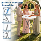 Garvee Set de 2 Mesas Altas Redondas Plegables de HDPE de 80cm para Jardín y Eventos Blanco y Gris
