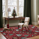 Garvee Alfombra Navidena de Poliester Lavable a Maquina Plegable Antideslizante y Muy Suave, 120x170 cm Rojo - Rojo