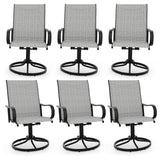 Garvee Juego de 6 Sillas de Comedor Giratorias para Exterior de Textilene Transpirable y Acero Gris Claro
