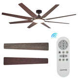 Garvee Ventilador de Techo con Ocho Aspas Reversibles Luz LED Ajustable y Mando a Distancia Silencioso, 175 cm Color Madera