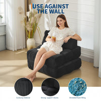 Garvee Sofá Cama Plegable 3 en 1 Individual Espuma Soporte Lumbar Ajustable Tela de Pana 85x190 cm Negro