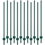 Garvee Set de 12 Postes Metálicos Resistentes para Vallas con Canal en U para Jardín o Cercados 213cm Verde
