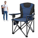 Garvee Silla de Camping Plegable Acolchada, Silla Portátil con Portavasos y Bolsa Térmica para Playa, Pesca y Jardín - Negro & Azul Marino