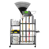 Garvee Estantería Organizadora Metálica de Acero al Carbono de 93cm con Ruedas para Herramientas de Garaje Negro