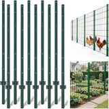 Garvee Set de 10 Postes Metálicos en U de 152 cm, Estacas de Acero Q235 para Cercas de Jardín y Campo, Verde - Verde