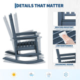 Garvee Set de 6 Sillas Mecedoras de Exterior de HDPE Respaldo Alto Adirondack Resistente a la Intemperie Acabado de Madera Azul Marino