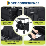 Garvee Carro de Paseo Plegable de 4 Plazas con Tubo Metálico y Tela Oxford 600D Bandeja Incluida Negro