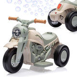 Garvee Moto Triciclo Eléctrico Infantil de 6V 4.5AH de PP Vehículo de Juguete con Función de Burbujas Beige