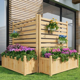 Garvee Panel de Privacidad Plegable de Madera con 2 Maceteros Drenaje Integrado y Diseño Decorativo para Cubrir Aire Acondicionado 100cm Amarillo