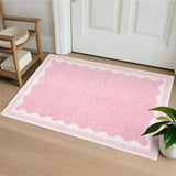 Garvee Alfombra Lavable de Poliéster con Base TPR Diseño Moderno Antideslizante para Salón 160x230cm Rosa