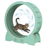 Garvee Rueda de Ejercicio para Gatos XL de MDF Diámetro 110cm con Alfombra Antideslizante Verde Menta