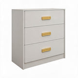 Garvee Comoda Vertical de MDF Resistente con Tres Cajones Amplios y Bordes Biselados, Blanco