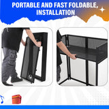 Garvee Mesa DJ Portátil Plegable con Fachada Ajustable Estructura de Metal con Tela Blanca y Negra Incluye Funda 127x122cm
