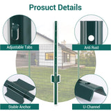 Garvee Set de 10 Postes Metálicos en U de Acero Q235 para Cercas Agrícolas y Jardín 152cm Verde