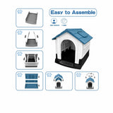 Garvee Casa para Perros Pequeños de Plástico PP con Tragaluz para Interior y Exterior Azul