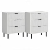 Garvee Cómoda de MDF y PB con 3 Cajones Diseño Acanalado Moderno para Dormitorio o Recibidor Blanco