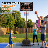 Garvee Canasta de Baloncesto Portátil de Acero Altura Ajustable Tablero de Policarbonato Exterior Negro