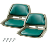 Garvee Juego de 2 Asientos Plegables para Barco Respaldo Bajo y Acolchado Grueso Sillas Impermeables para Lanchas Rápidas Verde - Verde