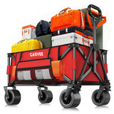 Garvee Carro de Jardín Plegable Capacidad 200L/200kg, Ruedas Todoterreno con Frenos, Carrito de Camping y Playa de Acero Reforzado - Rojo