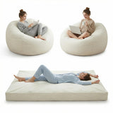 Garvee Sillón Puff Ergonómico de Espuma Viscoelástica con Funda de Terciopelo Suave para Sala de Estar Blanco Leche