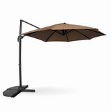 Garvee Parasol Colgante de Exterior de 300cm con Base Cruzada Inclinación y Rotación 360° Marrón