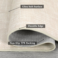 Garvee Alfombra Lavable de Poliéster Base TPR Diseño Moderno Antideslizante 200x290 cm Beige para Salón Dormitorio y Oficina