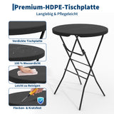 Garvee Mesa Alta Redonda Plegable de HDPE de 80cm para Cóctel y Eventos Estándar EU Negro