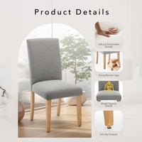 Garvee Set de 4 Sillas de Comedor Tapizadas en Tela Moderna Respaldo Ergonómico Curvado Patas de Madera Robusta para Cocina y Oficina Gris
