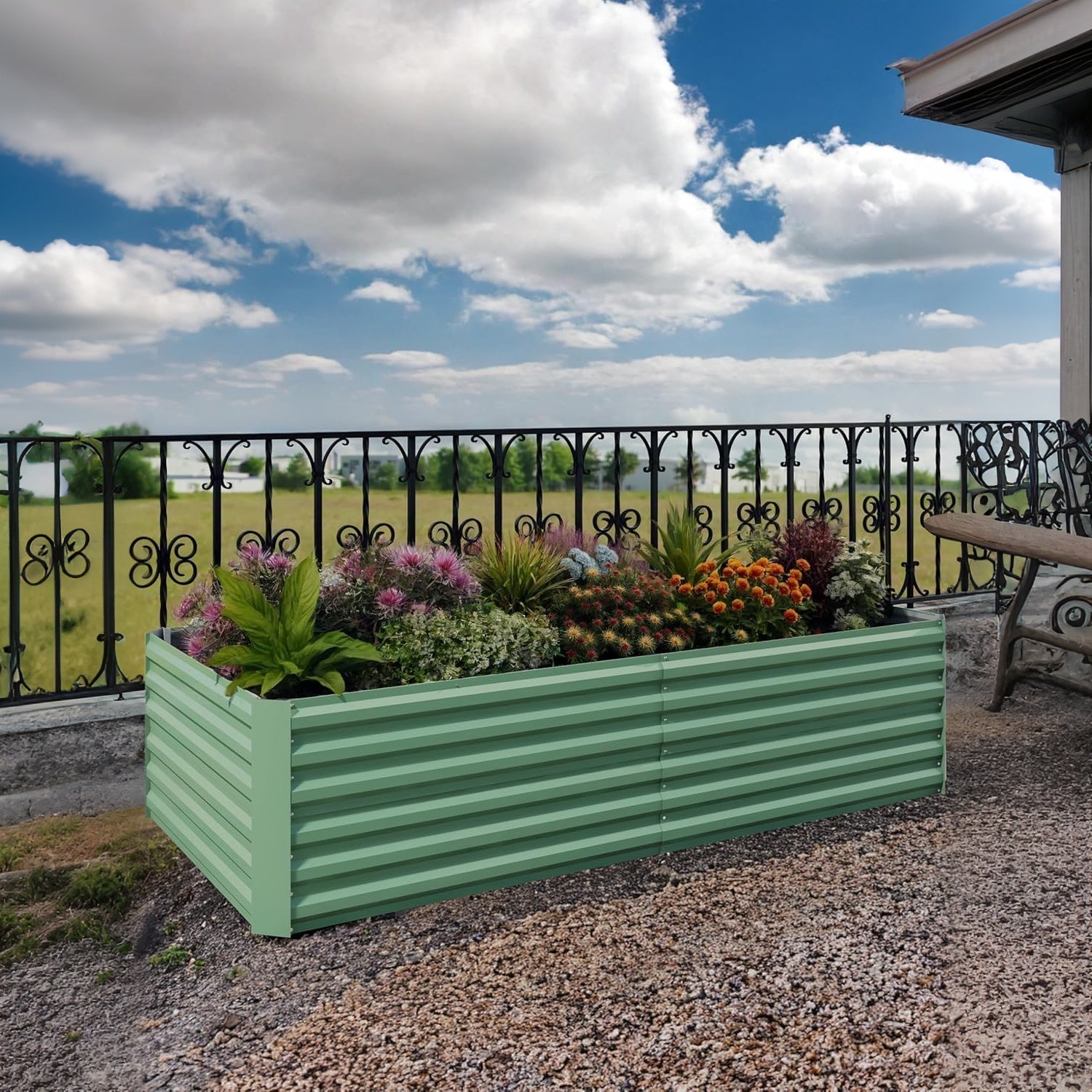 Garvee Juego de 2 Cajas de Jardín Elevadas Galvanizadas 244 × 122 × 61 cm, Metal Duradero, Altura 61 cm, Resistentes al Óxido, Fácil Ensamblaje, Ideal para Flores y Verduras