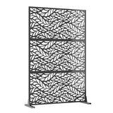 Garvee Panel de Privacidad Metálico Autoportante para Jardín Acero Galvanizado Resistente al Clima Diseño Hojas Danzantes 119x183cm Negro